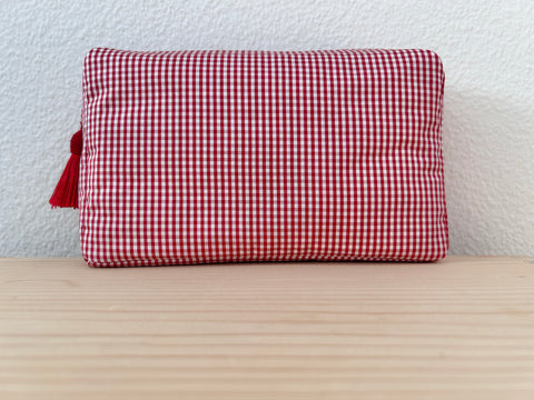 Necessaire Seide rot kleinkariert