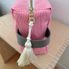 Reisenecessaire pink/weiss gestreift